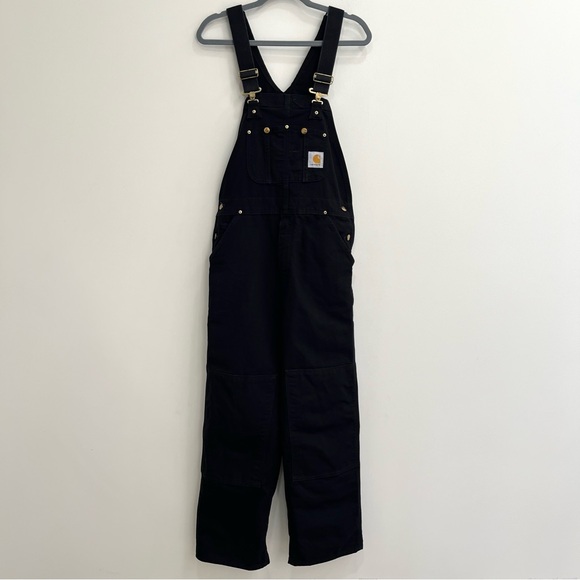 Carhartt Men's Duck Bib Overalls Workwear Construction Durable Black 34x30 - Picture 1 of 8